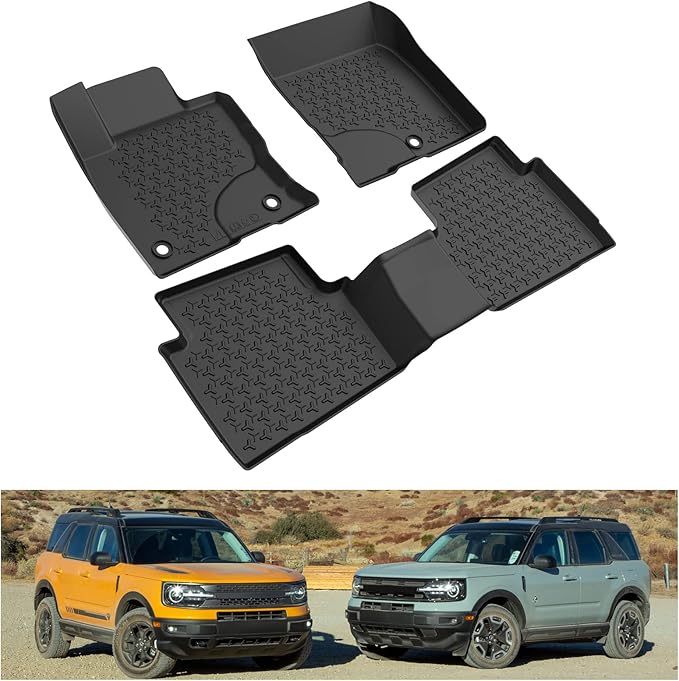 KIWI MASTER Floor Mats for 2021-2026 Ford Bronco Sport, OEM Replacement MP1Z-7813300-AA, Custom Fit All Weather Car Mats, Heavy Duty TPE Floor Liners, Front & Rear 2 Row, Black
