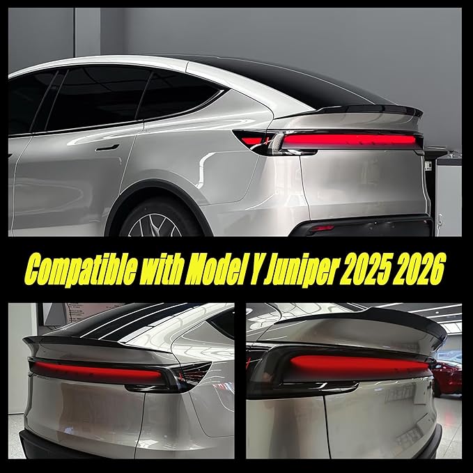 STSEV01 Rear Spoiler Fit for Tesla New Model Y Juniper 2026, Model YL-Style Performance Type ABS Wing Sporty Appearance, Trunk DeckLid Lip Exterior Accessories, Tape Installation (Gloss Black)