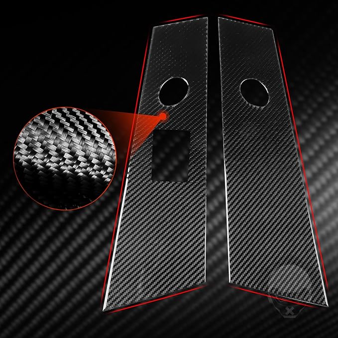 Carbon Fiber Sticker Car Pillar Posts Door Window Panel Cover Car Exterior Trim Compatible with Tesla Model 3 2024 2025 Accessories Decorative Sticker Anti-Kick Film Style B