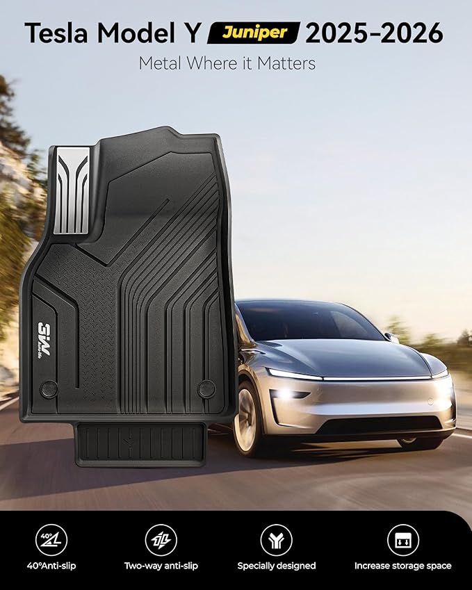 3W Tesla New Model Y Juniper Floor Mats and Cargo Liners, TPE Full Set Floor Liner for New Model Y 2025 2026, Cargo Mats and Seat Back Cover Protector, Car Mats for Tesla Accseeories, Vigormold™