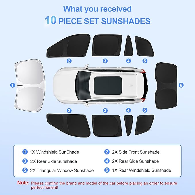 10pcs Car Window Shades for Volvo XC90 2016-2024 2025 Accessories,Windshield Side Rear Full Sunshade,Sun Visor UV Blocking, Privacy Protection and Blackout for Camping Outdoor