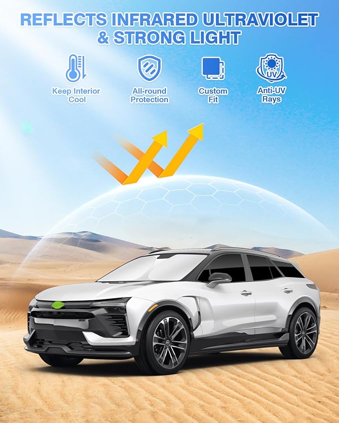 Sunshades for 2024 2025 2026 Chevrolet/Chevy Blazer EV (NOT for Chevrolet Blazer) Accessories Windshield Sun Shade Side Rear Window Shade Cover Sun Visor Shield Privacy Protection Black 8PCS