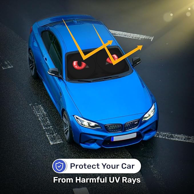 Horror Windshield Sun Shade for Car SUV Truck (55x30 Inches), Front Window Visor for Windows, Protector Blocks UV