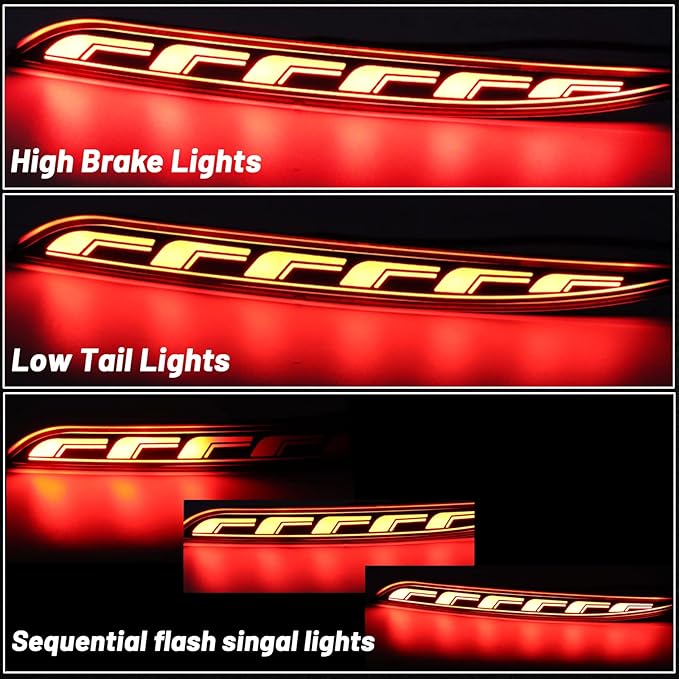 Red LED Rear Bumper Reflectors Fog Brake Tail Light Lamps Turn Signal Light Plug and play Kit for Tesla Model Y 2021 2022 Accessories (Red, Model Y)