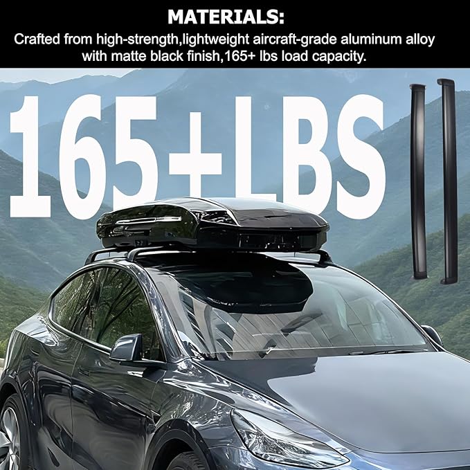 Frani Roof Rack for Tesla Model Y 2020-2027 - Lockable Aerodynamic Aluminum Cross Bars, Easy No-Drill Installation, Anti-Theft Locks Included