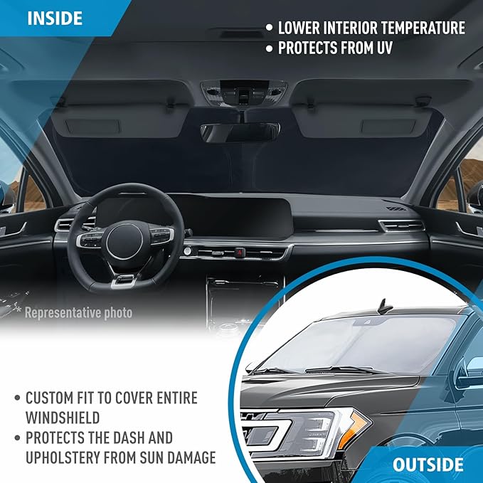 CLIM ART Windshield Sun Shade for Ford Expedition/Lincoln Navigator 2018-2024, Custom-Fit Foldable Car Sunshade, Vehicle Sun Protector, Front Auto Windshield Cover, Car Accessories - WS5037