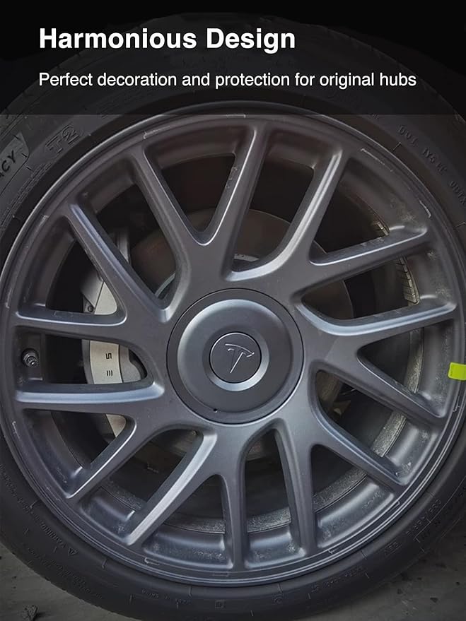 Wheel Center Caps for Tesla 2024 2025 2026 Model 3 Highland Wheel Hub Caps with Brand Caps Model 3 Wheel Covers Hubcaps Replacement Tesla Decoration Accessories (Not fit 2017-2023 Model 3)