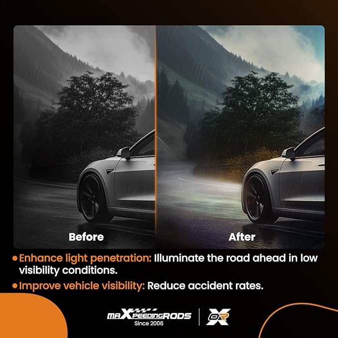 maXpeedingrods LED Fog Light Driver Left Side Fit for Tesla Model 3 2017-2023 & Model Y 2020-2023, 1077391-00-D/1077391-00-E/1077391-00-F, Front Fog Lamp with Amber DRL Assembly Bulb