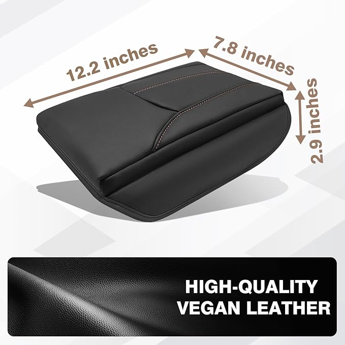 Muslogy Center Console Armrest Cover Fit for Subaru Forester 2025 Accessories, Comfort Armrest Pad Console Lid Cushion Protector Vegan Leather 1-Inch Extra Thick