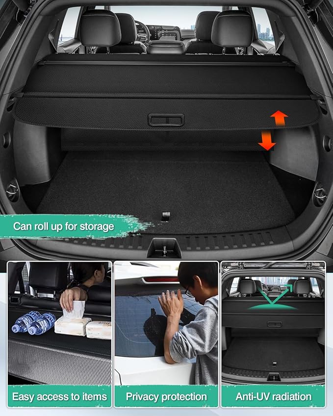 Powerty Cargo Cover for 2025 2026 Chevy Chevrolet Equinox & GMC Terrain Accessories Trunk Cover Retractable Trunk Shielding Shade Cargo Luggage Cover with Storage Cargo Net No Gap