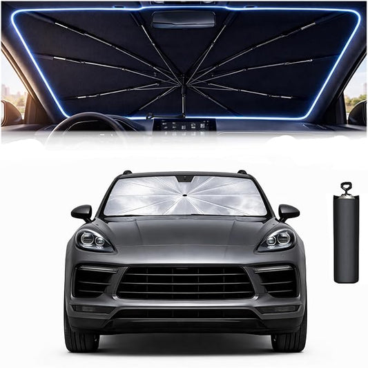 2026 Upgraded Car Windshield Sun Shade Umbrella - Custom-Fit for Porsche Ma-c-an 2014-2026 Umbrella Sunshade,Easy Install,UV Protection & Heat Reflective,Keep Interior Cooler with Storage Bag