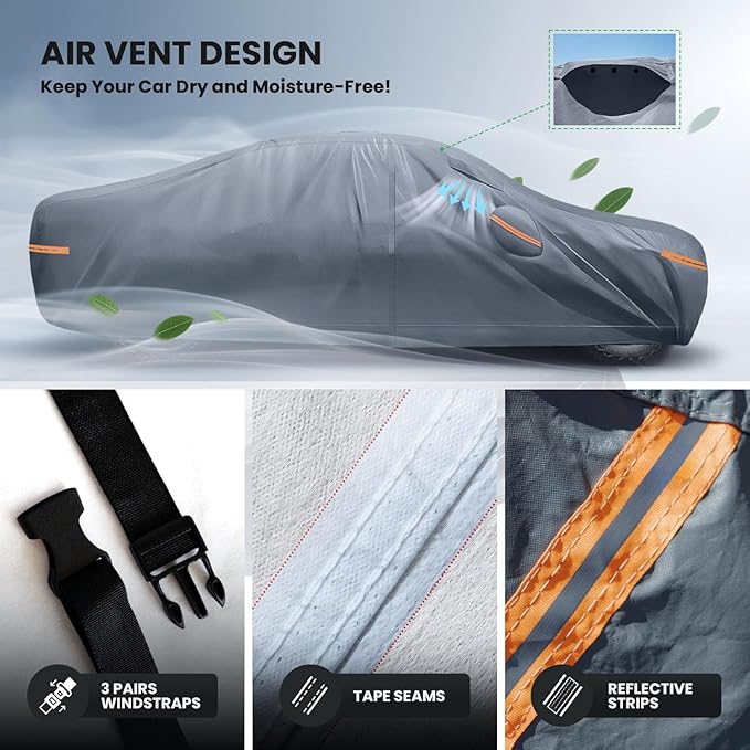 Waterproof Lexus GX(2013-2026) Car Cover with Breathable Vents, [2025 Upgrade] Premium Covers with Cotton Liner and Zipper Door,Sun Rain Snow Dust Uv Protection.(Gift with Towel)