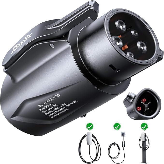 Raylix Tesla to J1772 Adapter (Max 80A, 250V) [for J1772 Electric Vehicles] Tesla Charger Adapter, NACS to J1772 Adapter Compatible with Tesla Wall Connector Destination Mobile Charger