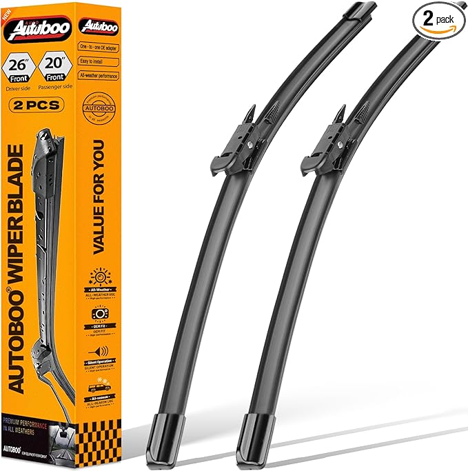 AUTOBOO 26"+20" Windshield Wiper Blade Replacement for Toyota Avalon 2005-2012 Ford Taurus 2011-2018 -Original Factory Quality (Pack of 2)