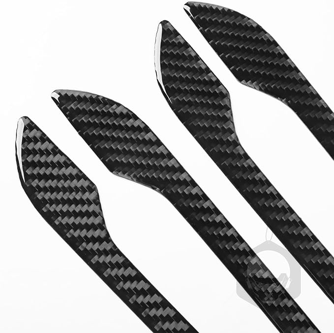 Carbon Fiber Stickers Door Handle Decoration Cover Car Exterior Trim Compatible with Tesla Model 3 2024 Accessories Anti-Scratch Strip Anti-Kick Film Decorative Stickers