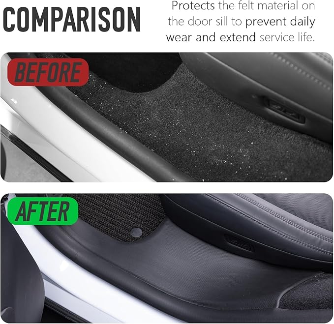for 2025+ Tesla Model Y Juniper 7PCS TPE Door Threshold Strip & Center Console Saddle Side Protectors & 2nd Row Seat Lower Protector Anti-dust Pads 2025 2026 Model Y Juniper Accessories