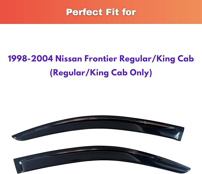 KPY Rain Guards Fit for 1998-2004 Nissan Frontier Standard/King Cab, Out-Channel Window Visors Vent Wind Deflectors 2PC, Truck Accessories for 98-04 Frontier Standard/King Cab