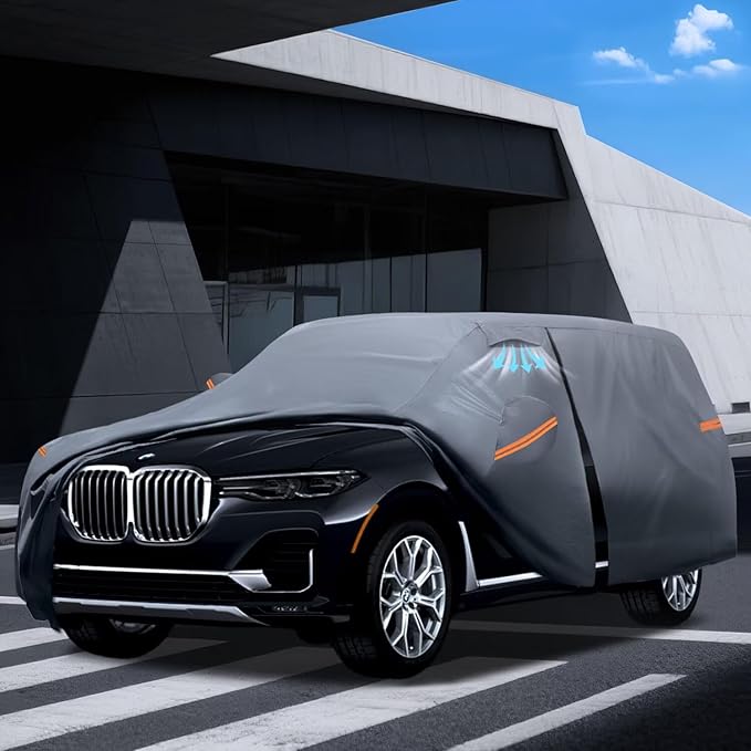 Large SUV Car Cover for BMW X7 (2018-2025) 100% Waterproof All Weather, Heavy Duty Outdoor Full Exterior Covers Rain Sun Wind UV Protection.