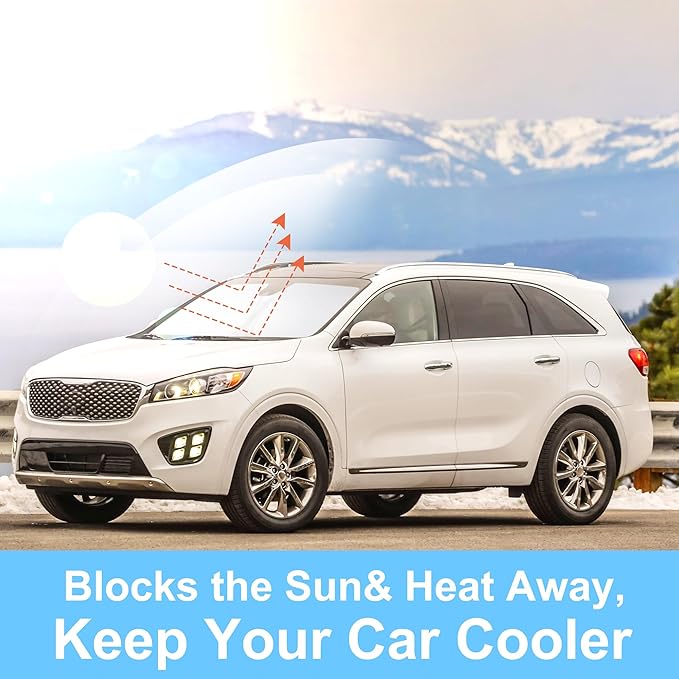 YYCKE Windshield Sun Shade Accessories Compatible with 2016-2020 Sorento for Kia Foldable Sunshade Sun Visor Blocks UV