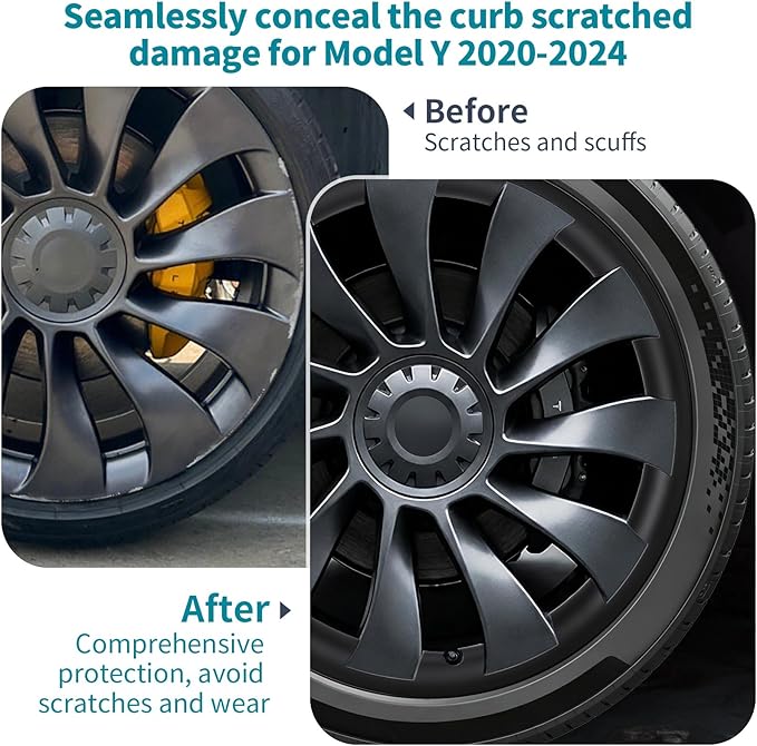 Rim Protector for 20 inch Induction Wheels, ABS Trim Rings for Curb Rash Prevention, Matte Black, Set of 4