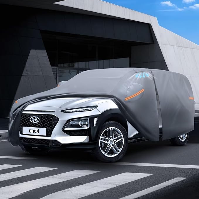Waterproof Hyundai Kona(2017-2026) Car Cover with Breathable Vents, [2026 Upgrade] Premium Covers with Cotton Liner and Zipper Door, Sun Rain Snow Dust Uv Protection.(Gift with Towel)