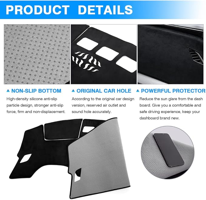 Autorder Dashboard Cover Mat for Volkswagen ID.4 VW ID4 2021-2025 2026 Accessories Dash Cover Flannel Dash Mat Sunshade Glare UV Rays Protector