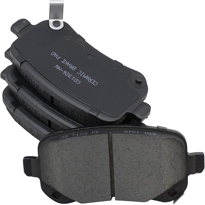 TRQ Rear Brake Pads Ceramic Hardware Wear Sensor Compatible with 2008-2011 Chrysler Town Country 2008-2011 Dodge Grand Caravan 2009-2012 Journey 2009-2012 Volkswagen Routan