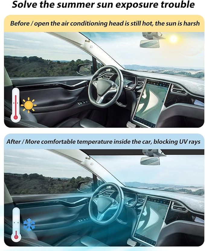 Roof Sunshade, Windshield Sunshade,Rear Windshield Sunshades,Glass Sunroof Shade UV Sun Blocking Heat Shade Comptatible with Tesla Model X