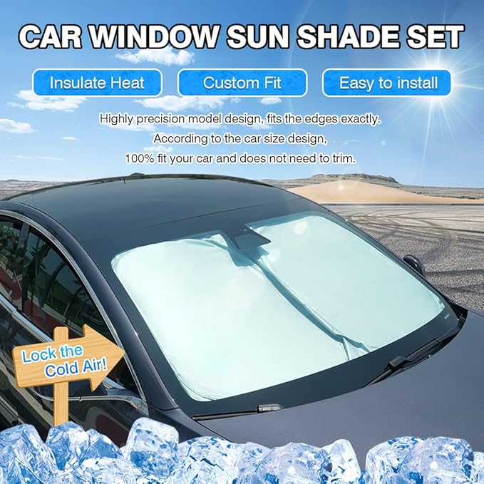 T TGBROS Windshield Sun Shade for Dodge Ram 1500 2019-2025 2026 Car Window Shades Thicken UV Block and Blackout Privacy Foldable Sunshades 6PCS Accessories Keep Cool Sun Visor Covers