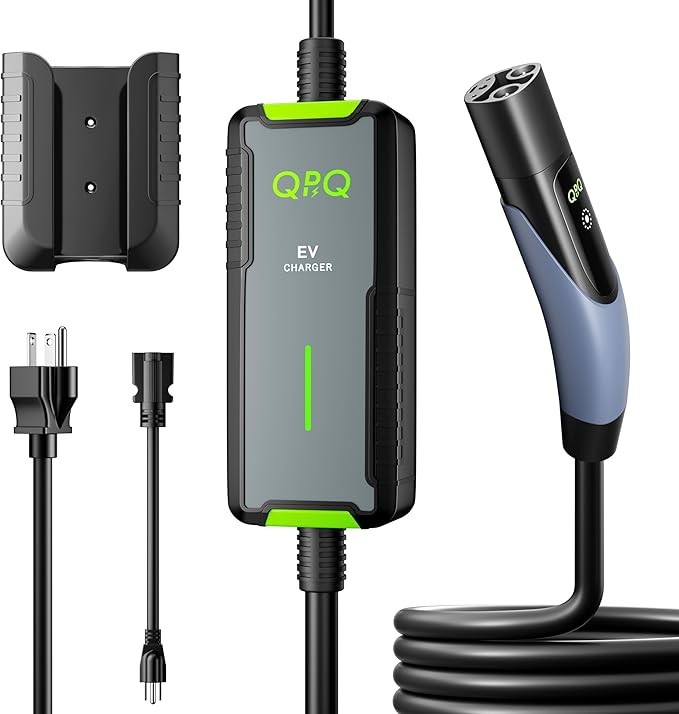 QPQ Level 1/2 Tesla Charger 16A, Portable Electric Car EV Charger for Tesla Models Y/X/3/S, 21FT Cable 240V NEMA 6-20 Plug 120V NEMA 5-15 Adapter, NACS Connector, 3.5KW Home EV Charging Station