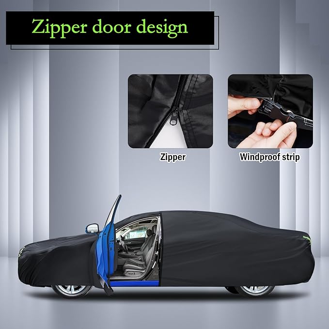 Car Cover Custom Fit for Dodge Charger 2006-2025, Waterproof All Weather Full Exterior Cover Rain Sun Hail Protector Car Cover with Door Zipper