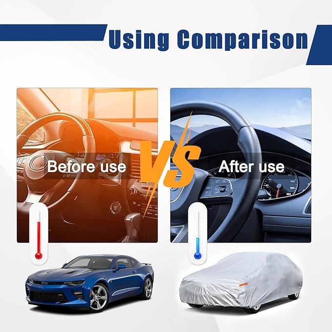 Kayme 6 Layers Car Cover Custom Fit for Chevrolet Chevy Camaro (2010-2025) Waterproof All Weather for Automobiles, Outdoor Full Cover Rain Sun UV Protection.Sliver