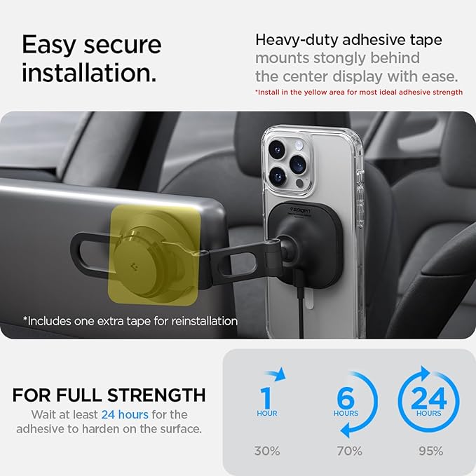 Spigen OneTap Pro 3 Tesla Phone Mount (Foladable and Hidden) for All Tesla Model Y/3/S/X/Cybertruck with Charging - MagSafe/Pixelsnap - Compatible with Updated 16in Screen for Tesla