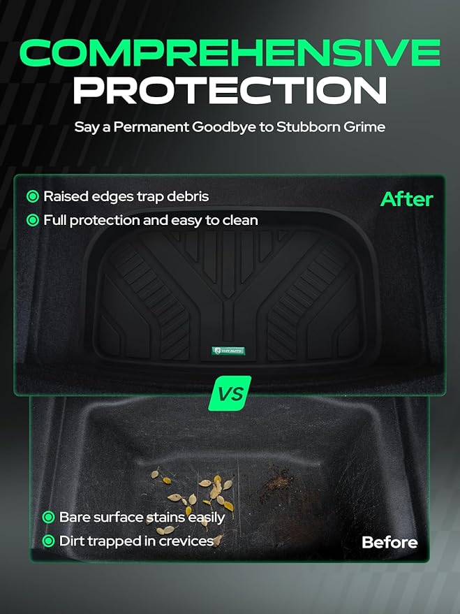 YHTAUTO Rear Lower Storage Trunk Mat Compatible with Tesla Model Y Juniper 2025 2026, TPE Floor Liners All Weather Custom Fit, Black
