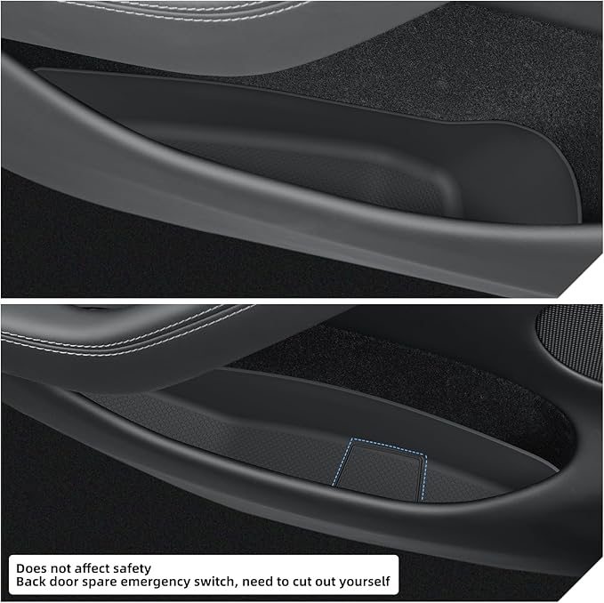 LUCKEASY 4PCS Door Side Storage Organizer for Tesla Model Y Juniper 2025 2026 Front & Rear Door Slot Pocket Box Insert Tray TPE for Model Y Juniper 2026 Accessories Black