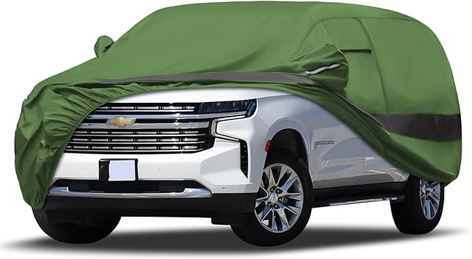 Heavy Duty Outdoor Car Cover Intended for 2014-2026 Chevy Suburban,Waterproof All Weather for Automobiles, Outdoor Full Cover Rain Sun UV Protection with Zipper Cotton