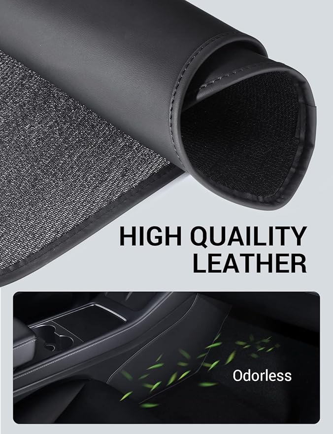 BASENOR Upgrade Center Console Side Anti-Kick Mats for Tesla Model Y 2020-2024 Waterproof & Dust Resistant Protector Cover Leather Pad Proprietary Design Model Y Interior Accessories 2PCS