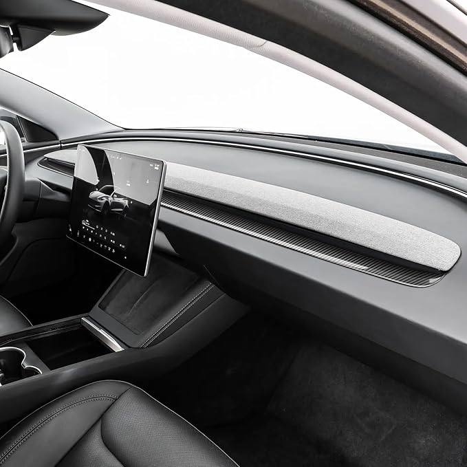 2PCS Car Dashboard Strip Passenger Trim Carbon Color ABS Decal Sticker for Tesla Model 3 Highland 2024 2025 2026 Model Y Juniper 2025 2026 Accessories