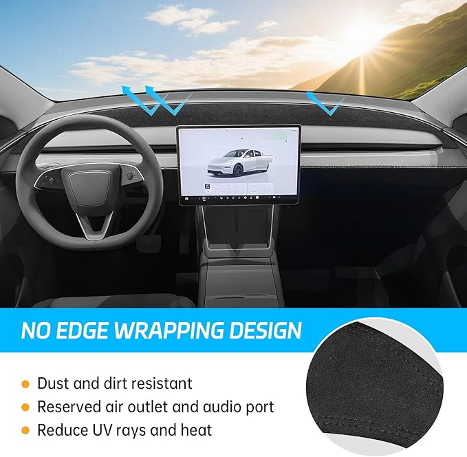 MASHA Dashboard Cover for Tesla Model Y Juniper 2025-2026,Flannel Dashboard Pad Dash Mat Compatible with New Tesla Model Y Juniper Dashboard Decorative Interior Auto Accessories