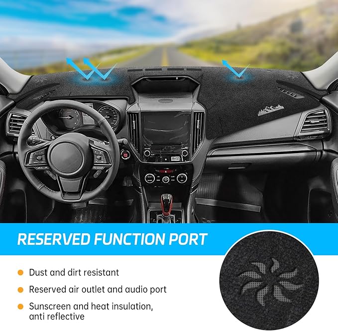 MASHA Dash Dashboard Cover Mat for Subaru Forester Accessories 2019-2023 2024, Flannel Dashboard Pad Dash Mat,Forester Sport Dashboard Decorative Interior Accessories