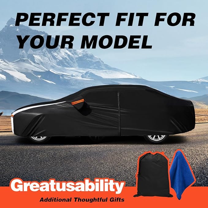 10 Layers Car Cover Custom Fit for Tesla Z4 2017-2026 100% Waterproof All Weather Automobiles, Gift with Towel, Heavy Duty Car Covers for Rain Sun UV Protection with Door Zipper.