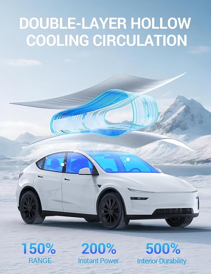 Motrobe 2026 Tesla Model Y Juniper Sunshade Roof [No Gap No Sag] Nano Ice-Crystal Glass Roof Sun Shade Heat Insulation Model Y Juniper (Only Premium & Performance 2025/2026) Accessories Gray