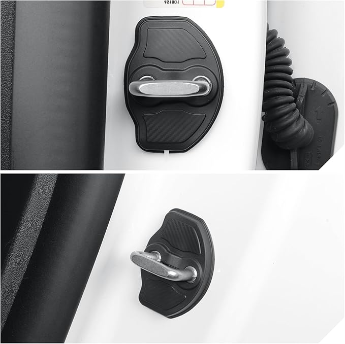 LUCKEASY for Tesla Model Y Juniper 2025 2026/Tesla Model 3 2024 2025 2026 Car Door Lock Cover Door Lock Latch Protector Door Edge Guard Door Entry Guard Black TPE