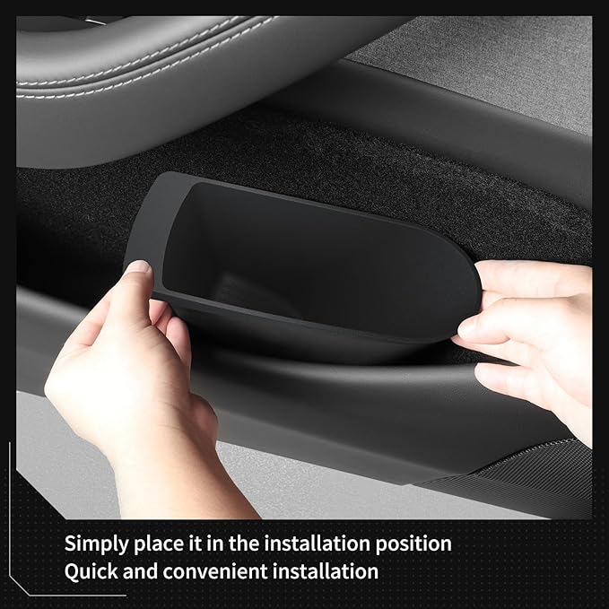 LUCKEASY 2PCS Front Door Side Pocket Storage Box for Tesla Model Y Juniper 2025 2026 Front Door Storage Oragnizer for Model Y Juniper Accessories TPE Black