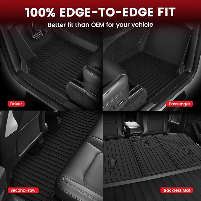 LASFIT 10PCS Floor Mats for Tesla Model Y Juniper 2025/2026 TPE Custom Fit All Weather Model Y Juniper Accessories Cargo Mat Waterproof Trunk Mats Full Set