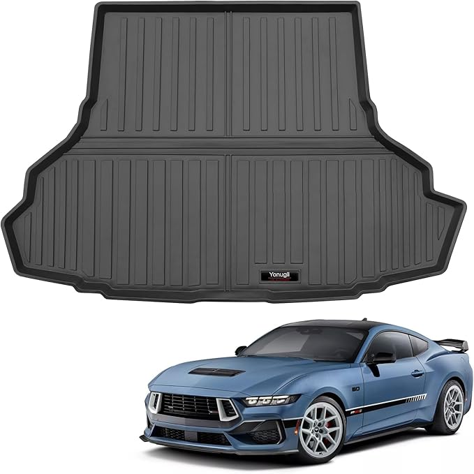 Custom for 2015-2026 Ford Mustang Coupe Cargo Mats Trunk Liner All Weather TPE Protection Mat Accessories (Fit Without Subwoofer in Cargo Area)(Not for Mach-E)