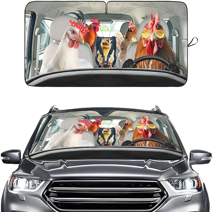 Horror Windshield Sun Shade for Car SUV Truck (55x30 Inches), Front Window Visor for Windows, Protector Blocks UV