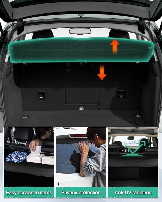 Powerty Cargo Cover for 2009-2016 2017 Audi Q5 Accessories Trunk Cover Retractable Trunk Shielding Shade Cargo Luggage Cover Black (Can Withstand The Load)
