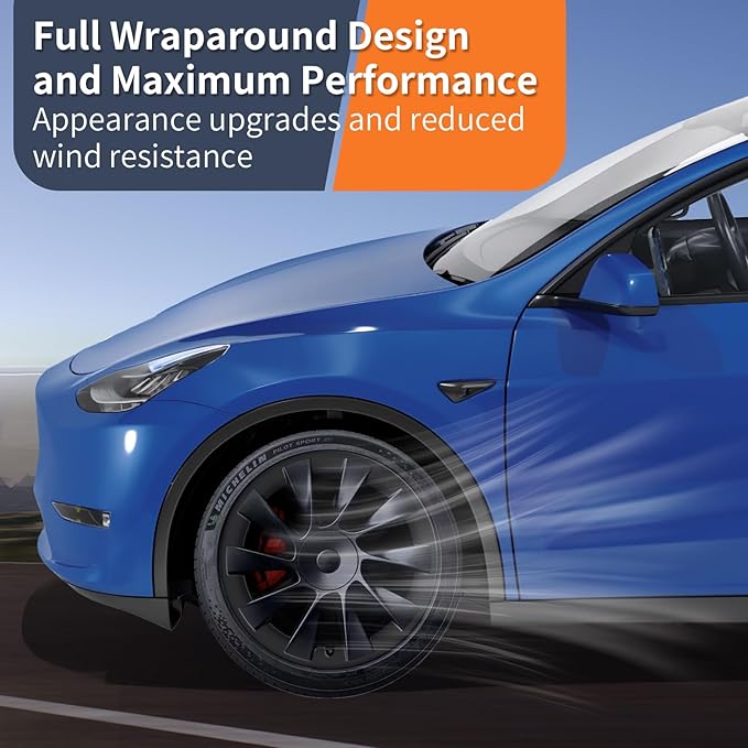 Tesla Model Y Rim Protector Fit 20" Induction Wheels 2020-2024|Wheel Covers 20 inch|ABS Guard Hubcap Cover for Curb Rash Prevention| Model Y Accessories|Matte Black(Set of 4)