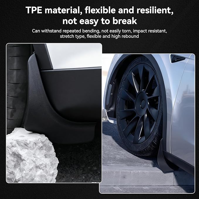 OZPYKAE for 2026 Upgraded New Tesla Model Y Juniper Accessories Mud Flaps,Splash Guards Fenders No Drilling All Weather Protector Mudguards for Tesla New Model Y Juniper 2025 2026 Launch (Black)